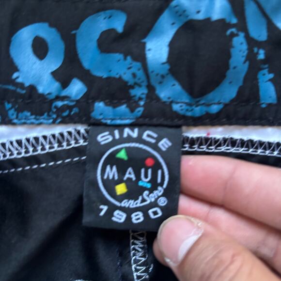 vintage y2k 2000s maui and sons swim boardshorts surfwear hawaii floral 32x8 - Picture 3 of 8